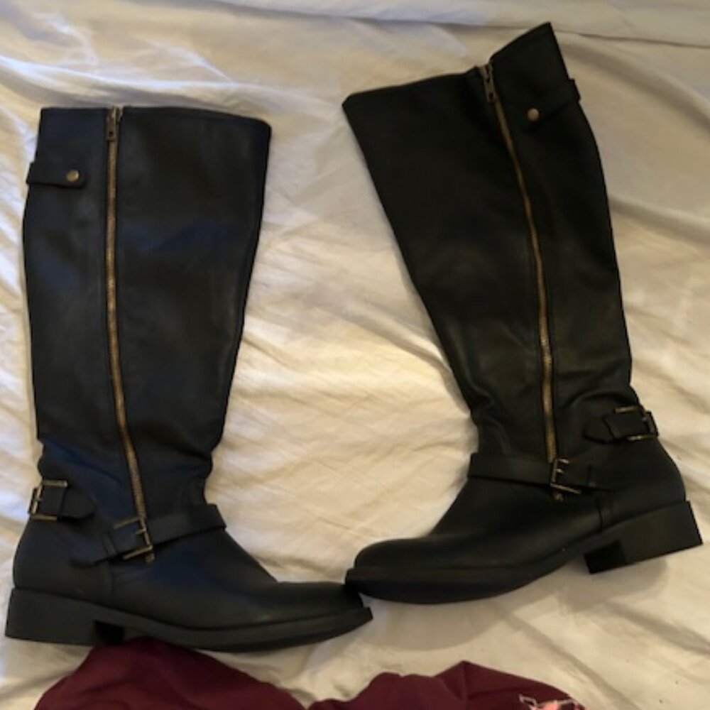 size 71/2 high black boots shoes womens winter fall seven half biker 71/2